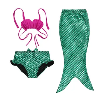 3-8Y Copil Copii Copii Fete Coada de Sirena Mare-servitoare Bikini de costume de Baie, Costume de baie, îmbrăcăminte de Plajă Înot Haine pentru Copii 3Pcs Set Costum