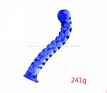 CW0180 Pahar Mare de Cristal Vibrator Anal Vaginal cu Sprial Forma 19cm Jucărie Sexuală