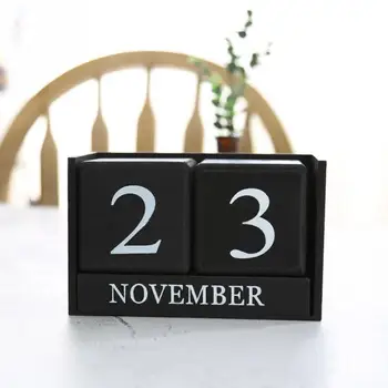 NOUL Mână-pictura de Masa din Lemn Calendar DIY din Lemn Bloc de Artă Meserii Acasă Dormitor Decor de Birou Calendar Perpetuu Calendar de Birou