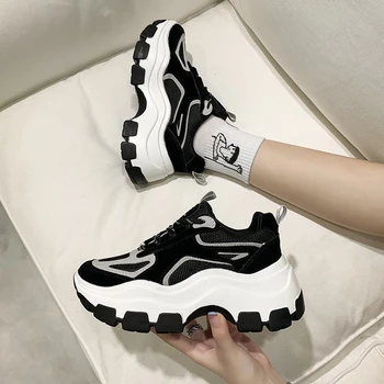 2020 Toamna Femei Indesata Adidasi Platforma Doamnelor Pantofi Casual de Lux Designeri Vulcanizat Pantofi de Femei de Moda Tata Pantofi 7cm