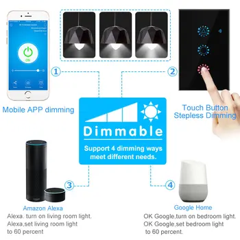 WiFi Atingere Întrerupător Dimmer UE NE Smart Standard Întrerupător de Lumină Senzor Touch APP Wifi Switch-uri Dimmer lucrări de Alexa/Start Google