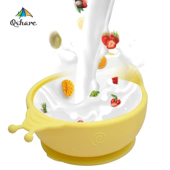 Qshare silicon babi bol cu melci de aspirație fel de mâncare pentru copii hrănire plăci