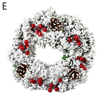 Coroană de crăciun Artificial con de pin, fructe de Padure Rosii Ghirlanda Agățat de Ușa de Perete M76D