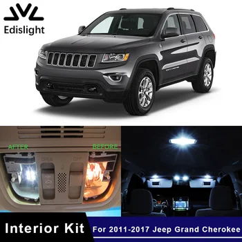 Edislight 13Pcs Canbus Gheață Alb Albastru Lampă cu LED-uri Becuri de Mașină Pachet de Interior Kit Pentru 2011-2017 Jeep Grand Cherokee Harta plafoniera
