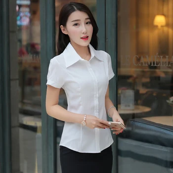 Plus Dimensiune 4XL 5XL Vara Tricou Femei Nou maneci scurte ol elegante, topuri si bluze sifon alb tricouri munca de birou poartă subțire