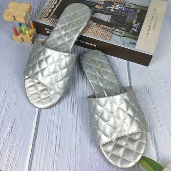 Vara Plat Papuci pentru Femei Alunecare Umbrelă Pantofi Afara de Cusut Papuci de Femei Papuci de casă Drăguț