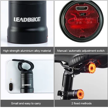 Biciclete Inteligent Senzor Lumini de Frână de Ciclism Bike Stop USB de Încărcare MTB Drum Impermeabil Spate Bicicleta Lumina Lanterna