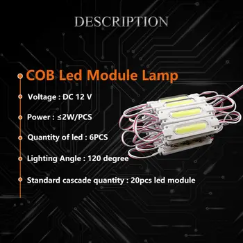 20buc/lot injecție cu lentilă LED COB module cu LED-uri impermeabil spate lumina de fundal pentru a semna canal scrisoare DC12V 2W IP