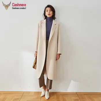 Femei haină lungă haină de lână femei toamna iarna moda strat liber de femei 2020 drept simplu vântului față-verso haină de lână haina