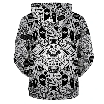 Toamna Bărbați Haina Craniu Hanorace 3d Barbati Hanorace cu Fantome Desene Graffiti Jachete cu Glugă Bărbați Rock Hip Hop Cool Uza 3d Pulover