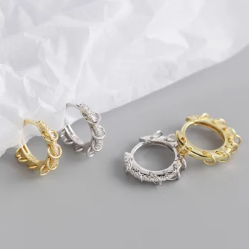 1Pair Piercing Argint 925 Cercei pentru Femei 2020 Tendință de Bijuterii Diametru 15.6 mm, Cu Inele Incrustate cu Zircon Cercei Stud