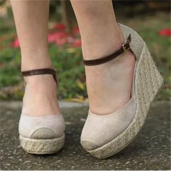 Femei pantofi de piele de Căprioară Pene de Înaltă Glezna Sandale Rotund Toe Pantofi Casual Mare pantă cap rotund sandale pantofi casual