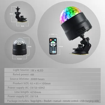 Masina Decorativă cu LED-uri Lampa de Lumina RGB Interior Auto USB cu LED-uri Atmosferă Lumini Chargable Disco Magic Efect de Scena Lumini Auto Styling