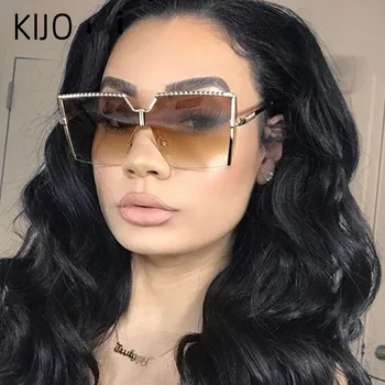 Designer de Brand Nou de epocă de Lux Fara rama ochelari de Soare Siamezi Gradient de Ochelari de Soare moda Vânt UV400 Ochelari