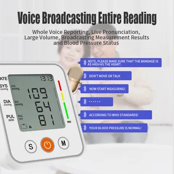 VILECO Cu voce Manșetă de Braț Monitor de Presiune sanguina uz casnic HD Display Digital de Îngrijire a Sănătății tensiometru electronic de mașină