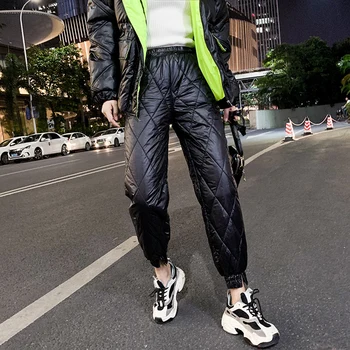 2020 Zăpadă Pantaloni de Schi pentru femei-coreean Bumbac Pantalonii de Iarnă Streetwear Alb Artificiale Jos Gros Cald Pantaloni Femei