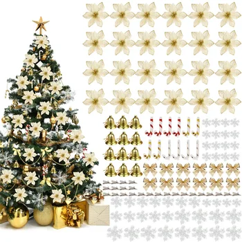 120Pcs Creative DIY Decorare Pom de Crăciun Set, Delicat de Flori False Fulg de nea Bell Trestie de Ornament pentru Casa Partid