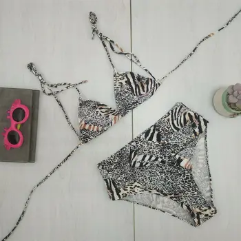 Vara Noi Femeile Sexy Leopard Bikini Set Push-Up Căptușit Costume De Baie Bandaj De Talie Mare De Costume De Baie Costume De Baie Costum Beachwear