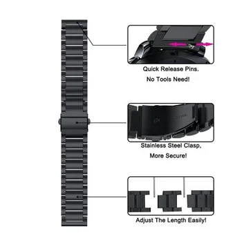 Din Oțel inoxidabil Curea pentru Samsung galaxy watch 3 41 45 SM-R850 840/Active 2 44 40 mm Bratara Metal pentru Xiaomi Haylou Solare LS05