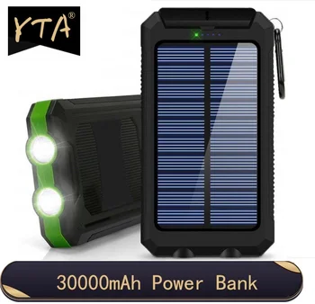 Solar 30000mAh Banca de Putere Dual USB powerbank Impermeabil Acumulator Extern Portabil de Încărcare cu LED-uri de Lumină 2USB powerbank