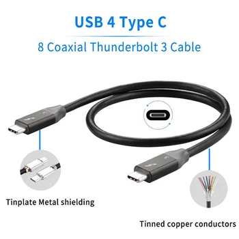 USB-C Thunderbolt 3 cablu de date 3.1Gen2 de patru ori tip c 40Gb PD100W Suport de încărcare Rapidă 4K 60HZ 8 coaxial cablu Thunderbolt 3
