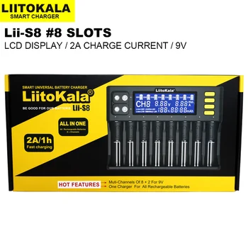 LiitoKala Lii-S8 18650 Incarcator Li-ion 3.7 V sau NiMH 1.2 V Li-FePO4 3.2 V IMR 3.8 V 26650 21700 26700 AA baterie AAA
