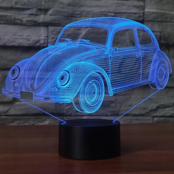 7 Culori Vizuale Model de Masina 3D Lampă cu LED 7 Culori Schimbare 3d Lumina de Noapte Băiat Cool Decor Camera Cadou de Ziua Atmosferă lampa