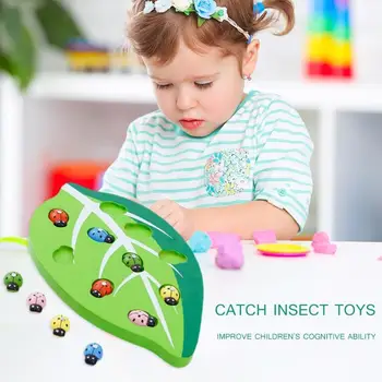 Din lemn Magnetic Gărgăriță Prinde Insecte de Culoare de Potrivire Forma Jucarii Interactive Părinte-copil Jucărie pentru Copii de Învățare și Jucărie de Învățământ