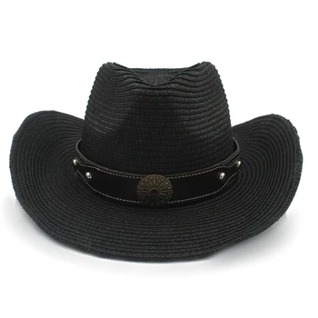 Femei Bărbați Paie de Vest Pălărie de Cowboy Cu Manual de Centura Domn Sombrero Hombre Pălărie Marimea 56-58CM
