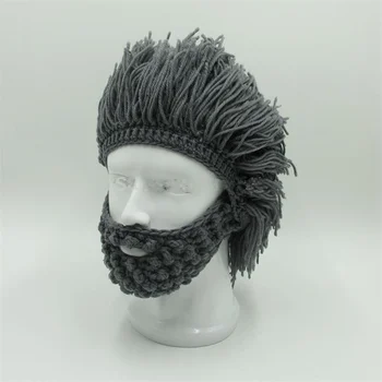 Amuzant Peruca Barba Pălării Vagabond Om De Știință Nebun Caveman Handmade Tricotate Cald Iarna Capace