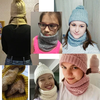 2020 Fierbinte Unisex Inel De Gât Eșarfă Pentru Femei De Iarnă Solid Blană Tricotate Eșarfe Cald Cașmir Snood Copii Beanie Ușor Esarfe