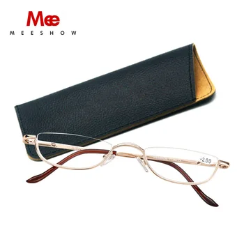 MEESHOW Design Bărbați Ochelari de Lectură Femei ochelari de Jumătate Rim Cu Cazul Clasic din Oțel Inoxidabil ochelari de vedere +1.00-+4.00