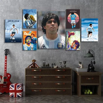 Vedeta De Fotbal Diego Maradona Poster Art Sportiv Portret Panza Pictura Decor Acasă Imagini Living Printuri Fara Rama
