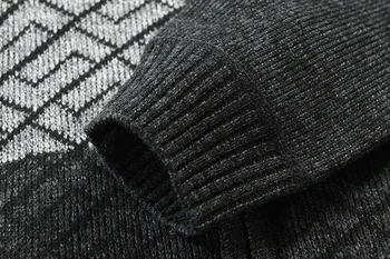 Moda pentru bărbați Mozaic de Iarnă Jachete Tricotate Groase, cu Maneca Lunga Sweatercoat Cald Stand de Guler se Încadrează Valul Cardigan Casual