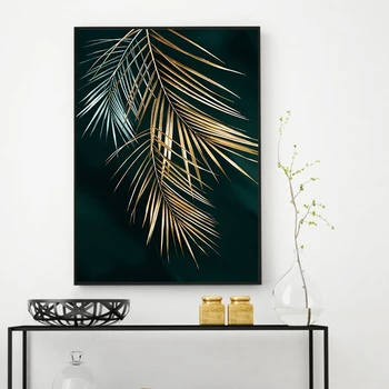 Arta moderna de Aur Frunzele Plantelor Imagine Nordic Poster Pictura Panza Printuri de Arta de Perete Cuadros pentru Camera de zi de Decorare