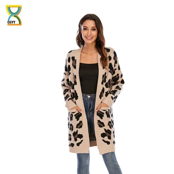 CGYY Cardigan Leopard Tricotate Femei Maneca Lunga Primavara Toamna Pulovere de Moda 2020 Palton Pentru Femei Lady Uza Straturi