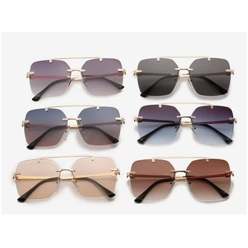 2021 de Lux ochelari de soare Retro fără ramă de sex masculin metal de sex feminin pătrat de Epocă ochelari de soare barbati fără ramă diamantate Obiectiv hot-vânzare