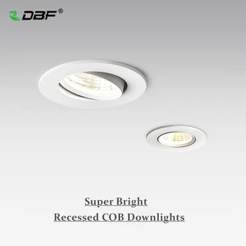 [DBF]Estompat COB Încastrat tip Downlight 5W 7W putere de 10W, 12W Alb/Negru Corp Tavan Spot luminos cu 90-265V LED Driver 6000K 3000K 4000K