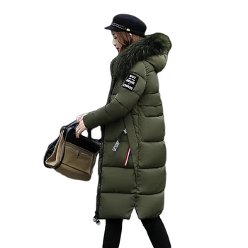 Noul Mare de blană haină de iarnă îngroșat hanorac femei slim lungi de iarnă jos strat de bumbac Plus Dimensiune S-3XL hanoracul jos jacheta femei
