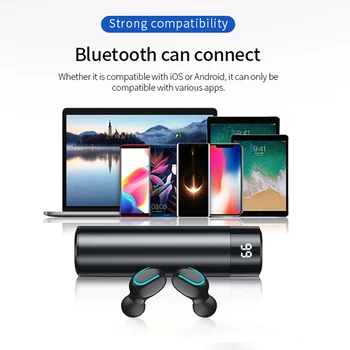 Oppselve TWS Bluetooth 5.0 Căști fără Fir Inteligent cu LED-uri Afișaj Digital Sport Căști Muzica Video cu Cască Cu Încărcare Caz