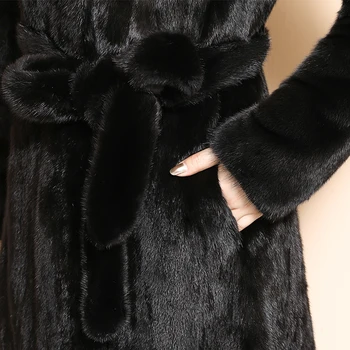 Nerazzurri de iarnă de Înaltă calitate lung pufos faux blana femei cu maneci lungi centura Neagră fals blană de nurcă palton plus dimensiune moda