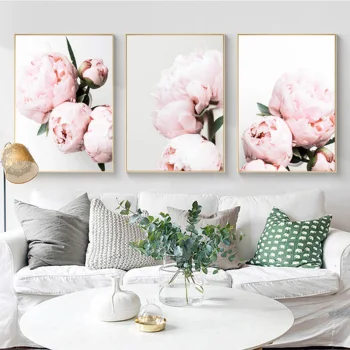 Panza Pictura Roz Flori de Bujor Postere si Printuri Florale Arta de Perete Imagine Cadru Modern Decor Decor Dormitor Poster
