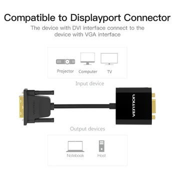 Intervenție DVI-D La VGA Adaptor DVI 24+ 1 VGA Cablu Convertor Digital-Analog Convertor Audio, 1080P pentru Xbox PS3 Laptop, TV box