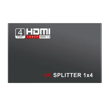Full HD HDMI Splitter Amplificator Repetor 1080P, 4K 4-Port Hub 3D 1 din 4 1X4 Priza UK