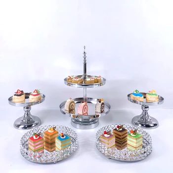 7pcs Argintat Argint Prajitura Tort de Nunta Suport Oglinda accesoriile de bar Decorarea Instrumente de Gătit Bakeware Set Petrecere Veselă