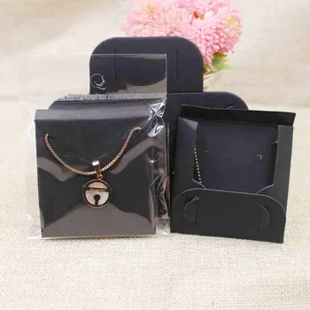 2017 noul negru/maro colier ambalare card de bijuterii pandantiv display card cu extended pliat card de ambalare 100buc+100opp sac