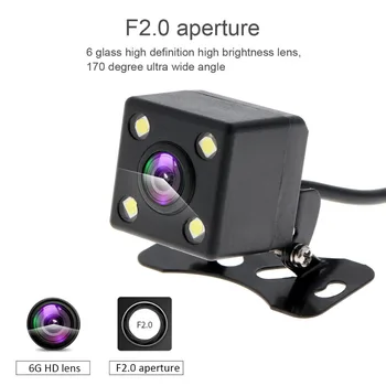 Podofo 4 Inch FHD de 360 de grade IPS Ecran Tactil Auto DVR Camera Dual Lens Dash Cam retrovizoare Grefier Obiectiv Fisheye Viziune de Noapte