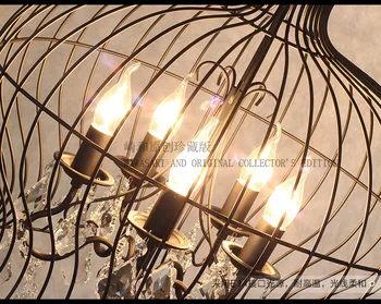 Retro vintage negru rugina cușcă de fier forjat candelabre E14 mare imperiu francez stil candelabru de cristal lampă cu LED-uri Hardware de Iluminat