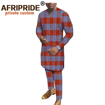 2020 Africane Bărbați Îmbrăcăminte Set Dashiki de Imprimare Topuri Tricouri Bluza si Pantaloni Ankara Florale Tinutele Uza AFRIPRIDE A1916012