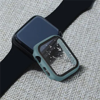 Full cover pentru Apple watch caz 44mm 40mm 42mm 38mm serie SE 6 5 4 3 2 1 mat caz cu film de sticlă pentru iWatch ecran protector